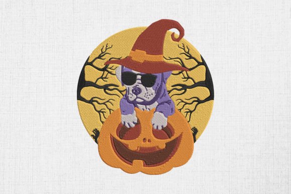 Pitbull with Witch Hat